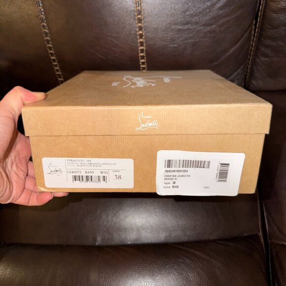 Christian Louboutin 110mm Pyraclou Metallic Spike Wedge Sandals - Size 38 - Picture 10 of 12